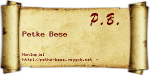 Petke Bese névjegykártya